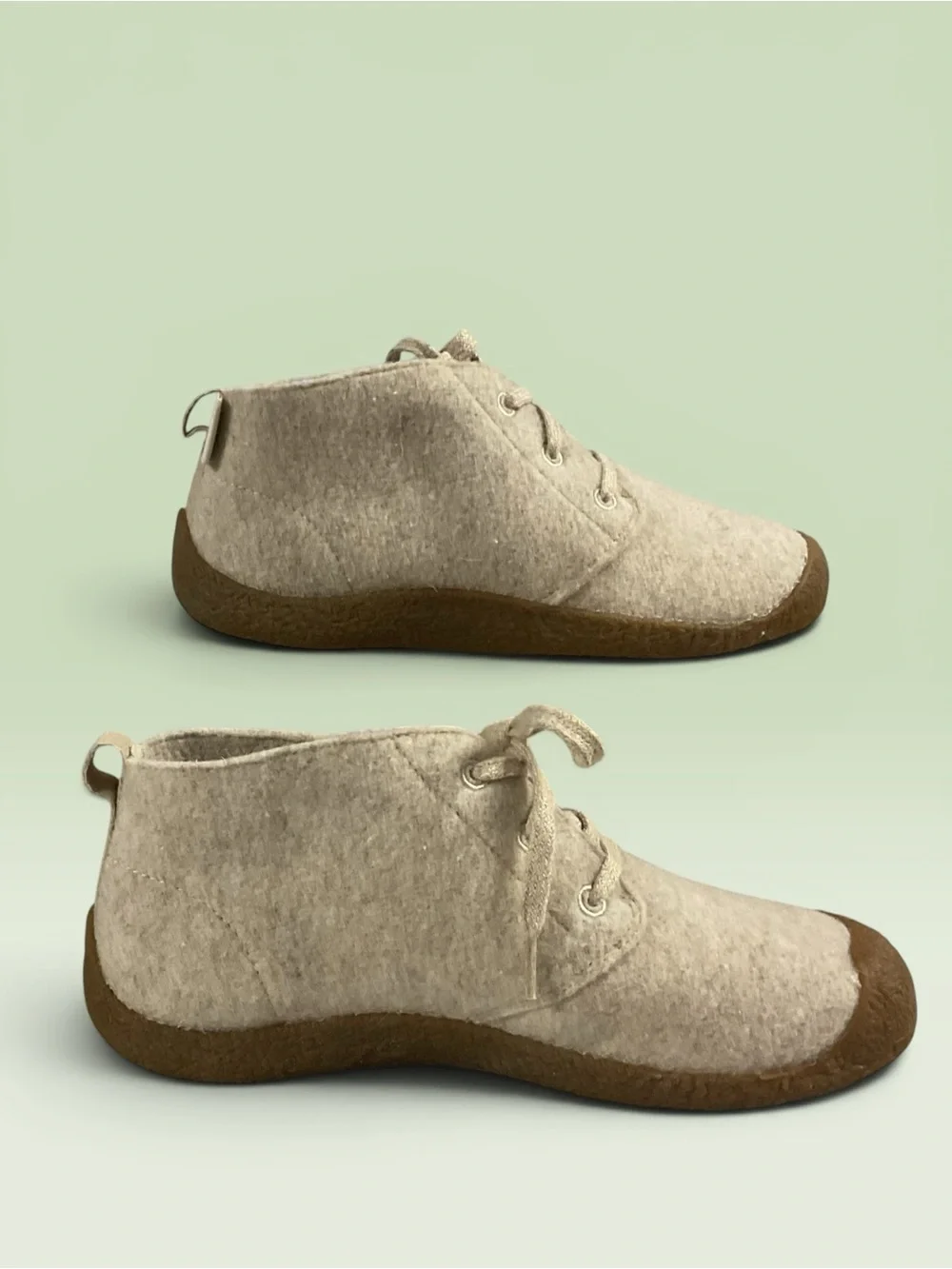 Keen Mosey Chukka Beige Felt Ankle Booties w/Brown Soles Women's Size 10